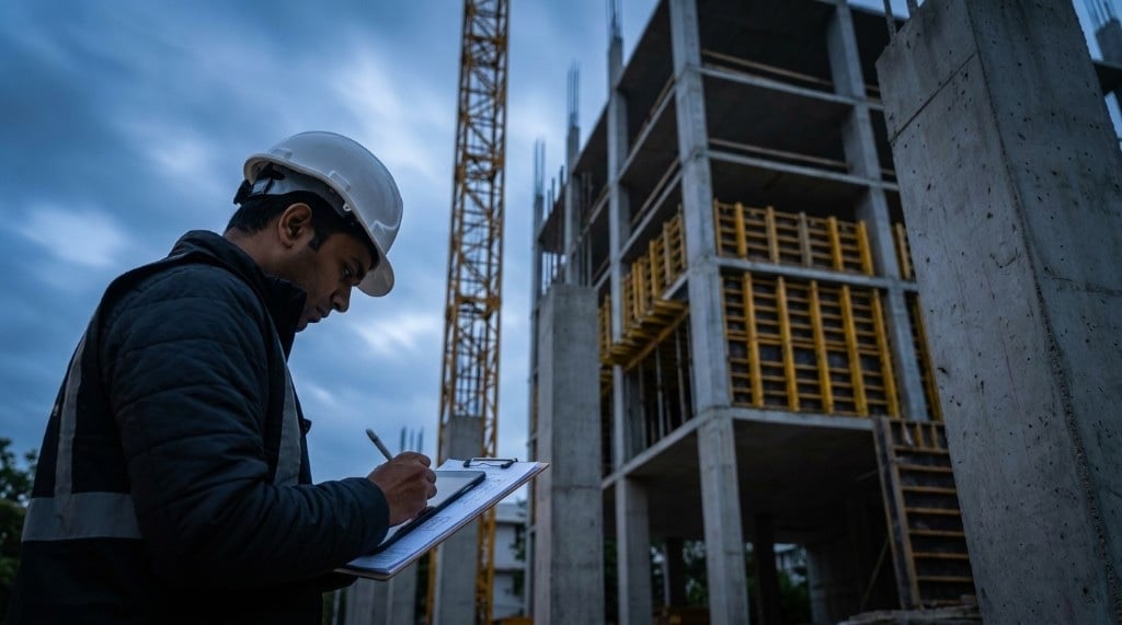 Quality control inspection on a Sam Luxuria construction site